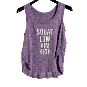 XPBX Pro Womens Workout Tank Top Size M Graphic Squat Low Aim High Side Slits